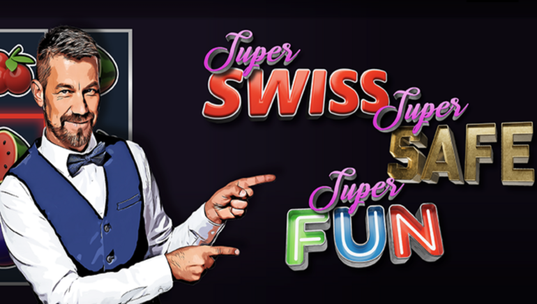 Casino-Dealer, der auf Wörter zeigt, Schweiz, Sicherheit & Spass